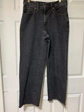 Levi's Black Denim Baggy Jeans with Copper Button Detail